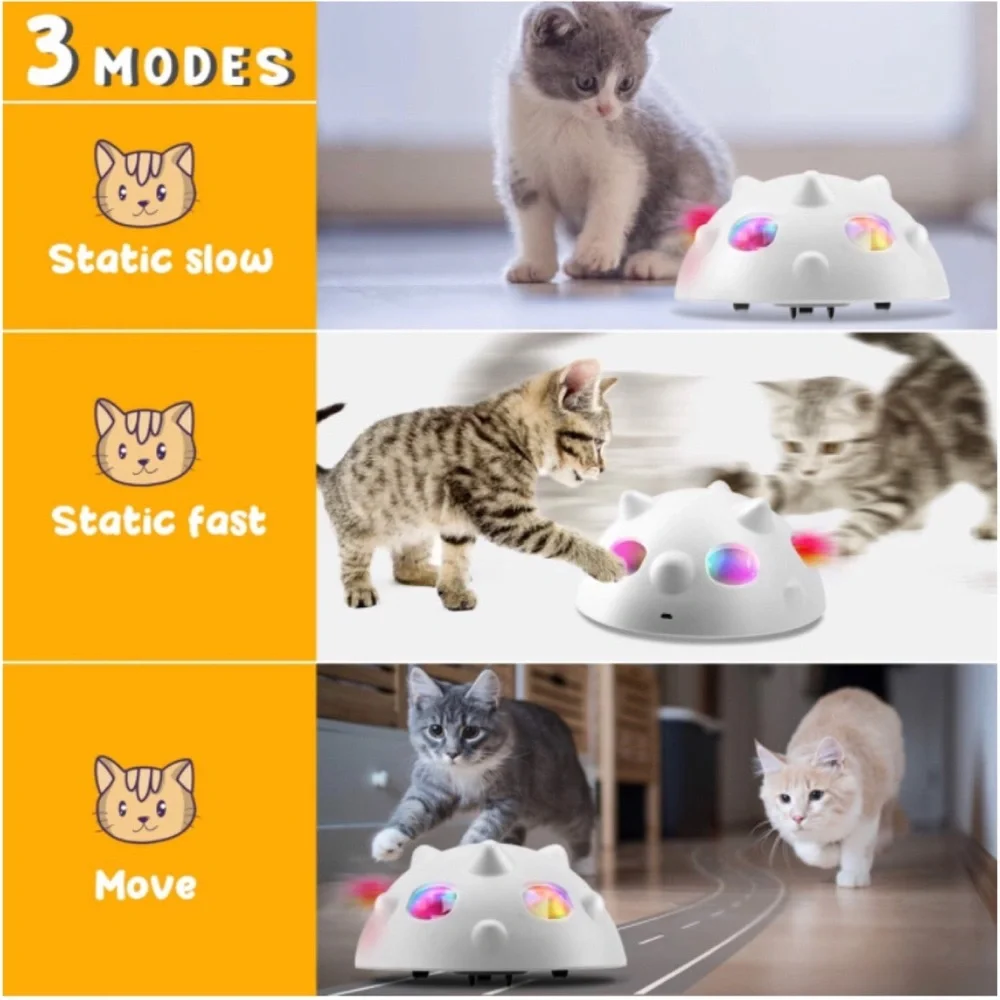 Peek-A-Boo Interactive Robotic Electronic Indoor Self Rolling Cat Feather Toy